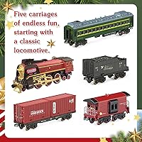 Vista 2 de Train Set, Remote Control Train Toys for Boys with Steam, Lights and Sound, Fancy Tracks, Christmas Train Sets for Around The Tree, Model Trains for