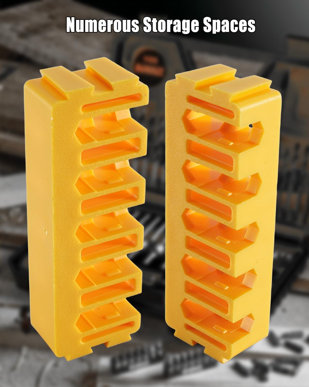 Drill Parts Support Screwdriving Bit Fixed Drill Bit Bracket Strip Fit for Dewalt Tool Box, 5 Plug Batch Insert Strip Wide Yellow, Durable Toolbox Separator Batch Head Frame, 10Pcs