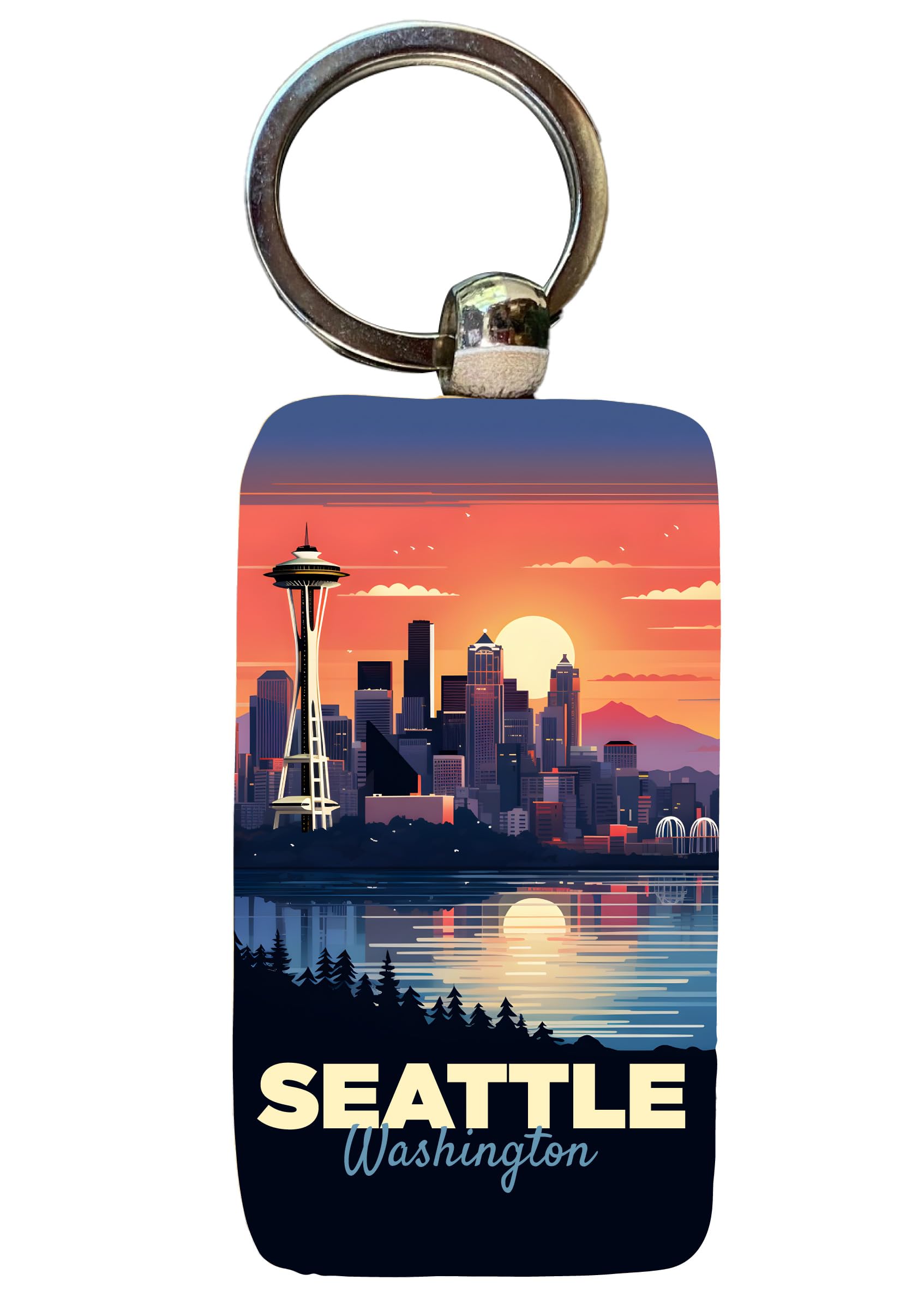 R and R Imports Seattle Washington Design A Souvenir 2.5x1-Inch Souvenir Wooden Keychain 2-Pack