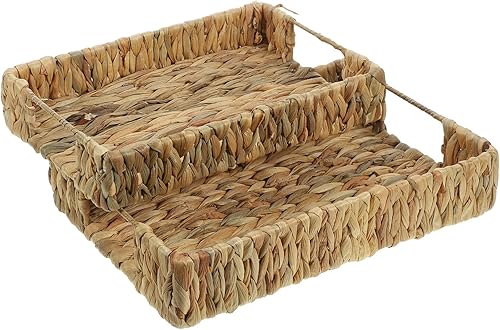 Miniatura 2 de Toddmomy Woven Storage Basket 2pcs Rattan Woven Serving Trays with Handle Wicker Baskets Rattan Bread Baskets Natural Wicker Tray for Breakfast