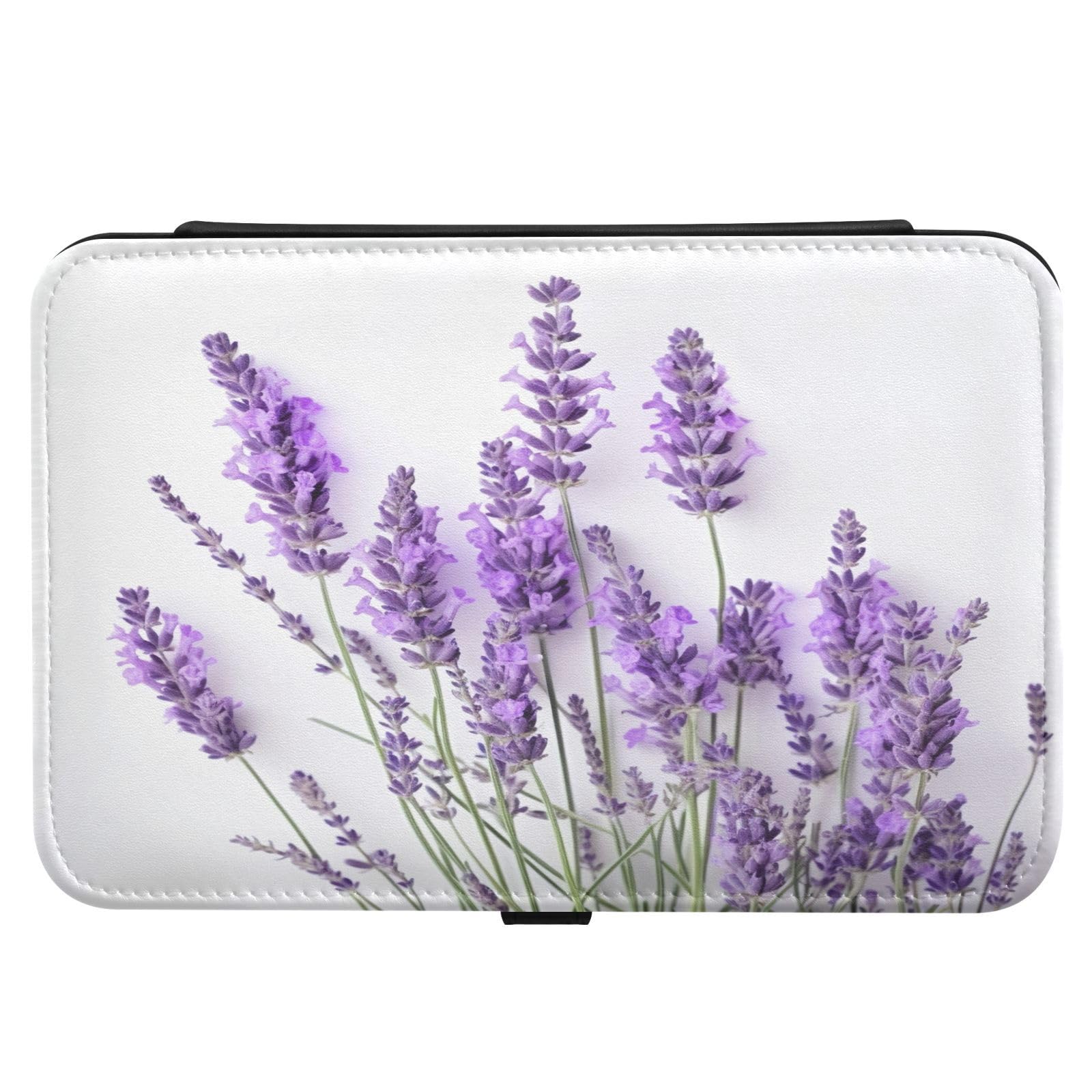 Haskirky Lavender Flower Jewelry Box Portable PU Leather Travel Jewelry Organize for Women Jewelry Storage Display Holder for Ring, Necklace, Earring
