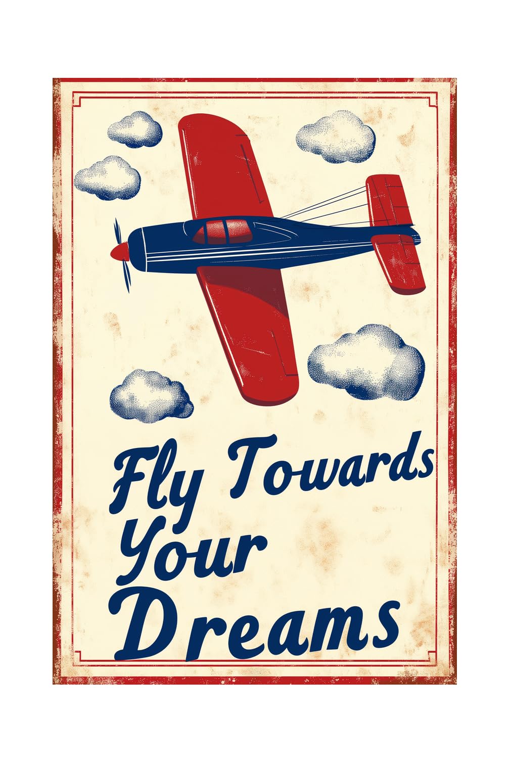 Korrazi Airplane-Lover Metal-Sign Wall-Art Décor-Poster, Fly Towards Dreams, for Home Office Kids' Room Living Room Gift Shop Training Center Class