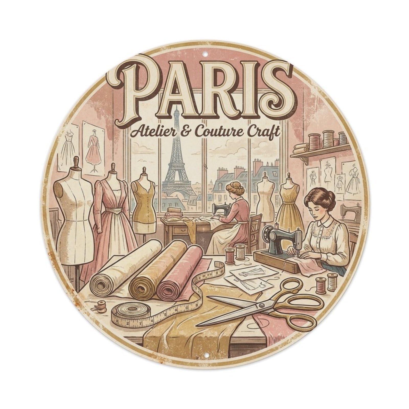 Olhnbad Style Craft Culture Paris Atelier Travel Retro City Metal Tin Sign