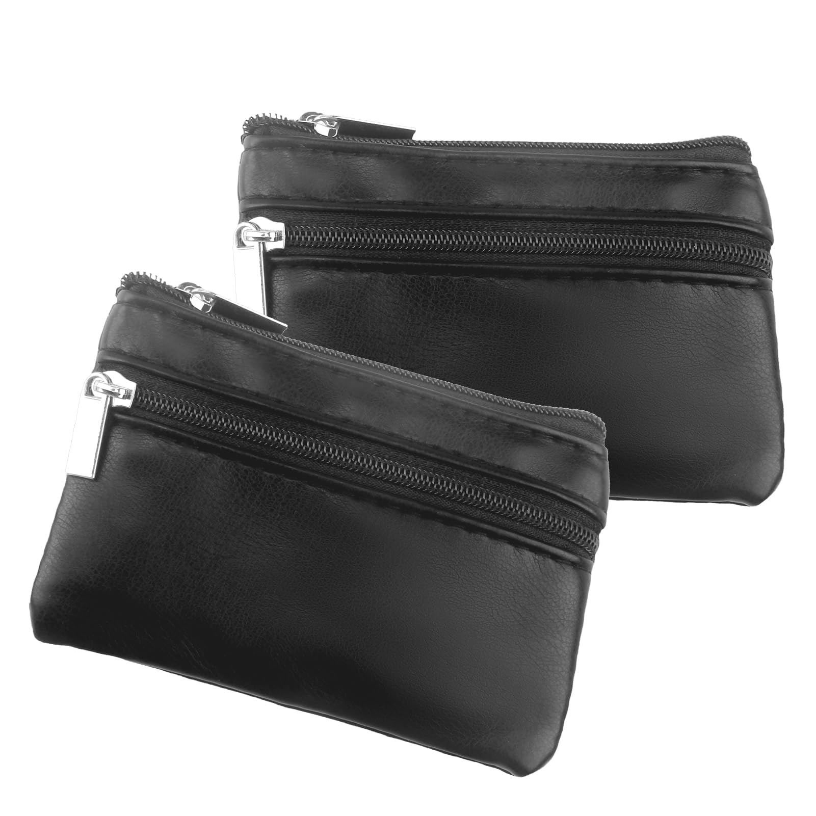 Monedero Hombre Negro Piel Cremalleras Argolla Llaves 11x8 cm