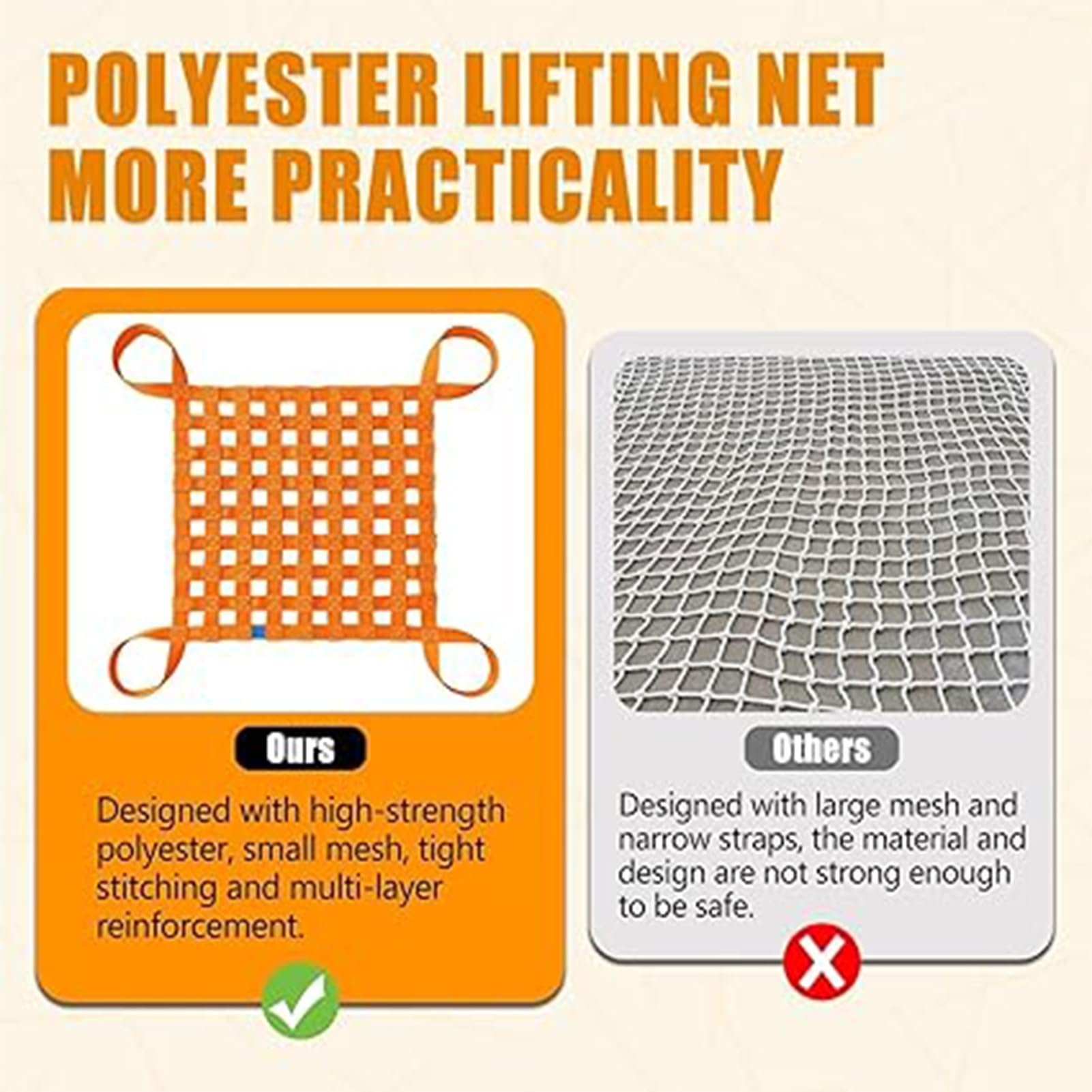Hebe- Und Lastennetze – Elastische Ladungsnetze, Sicherheits-Hebegurte, Flache Nylon-Hebenetze, Für Lager, Industrie, Bauwesen & Klettersport(1 X 1M/Mesh 10cm/Load 1t)
