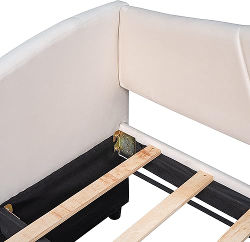 Miniatura 4 de Harper & Bright Designs Sofá cama tapizado con nido, sofá cama individual de terciopelo con nido y listones de madera, no necesita somier, muebles