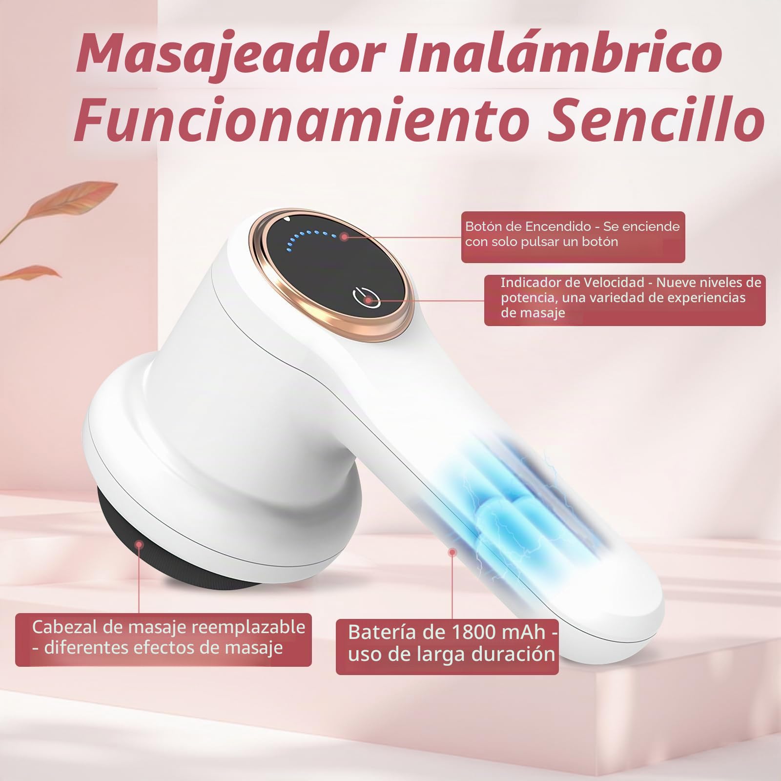 Masajeador eléctrico de celulitis, anticelulítico, portátil, masaje de celulitis con 8 accesorios intercambiables, formas tonificadas, alivia la fatiga para hombros, cintura, abdomen, glúteos, piernas