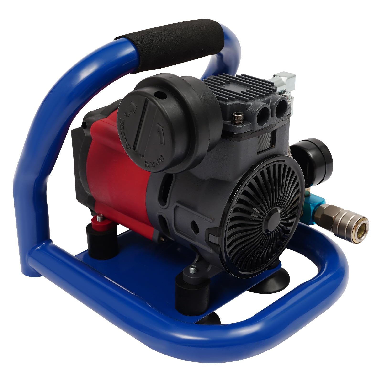 Compressore d'aria portatile, 7 bar, compressore d'aria senza cavo, 65 dB, silenzioso, ideale per pneumatici, mobili e fai da te, serbatoio da 1,5 l, funzionamento senza olio