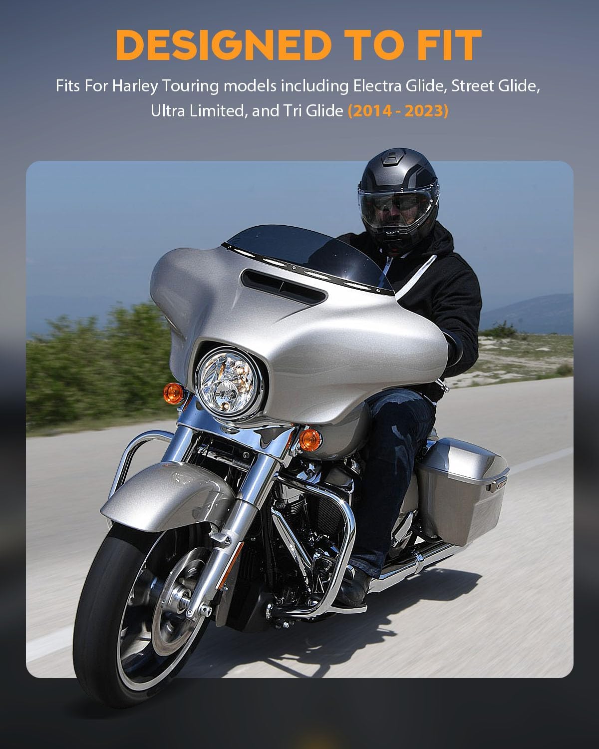 PBYMT Slotted Windshield Trim Polished Windscreen Trim CNC Cut Fit for Harley Davidson Touring Street Glide Electra Glide Tri Glide Ultra Limited 2014-2023