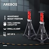 Arebos Cric hydraulique de manœuvre 3T avec pédale et 2 chandelles | Cric Voiture Robuste 3 tonnes | pour Atelier, Garage et Entretien Auto - 4
