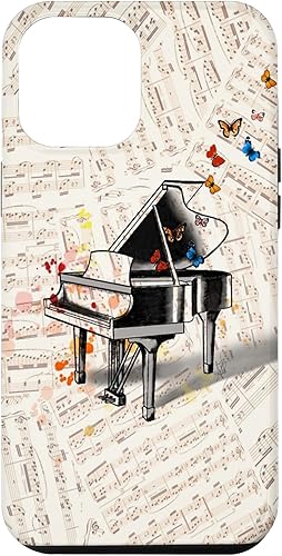 Funda para iPhone 13 Pro Max Piano Butterfly Piano Players Case Music Lover Case