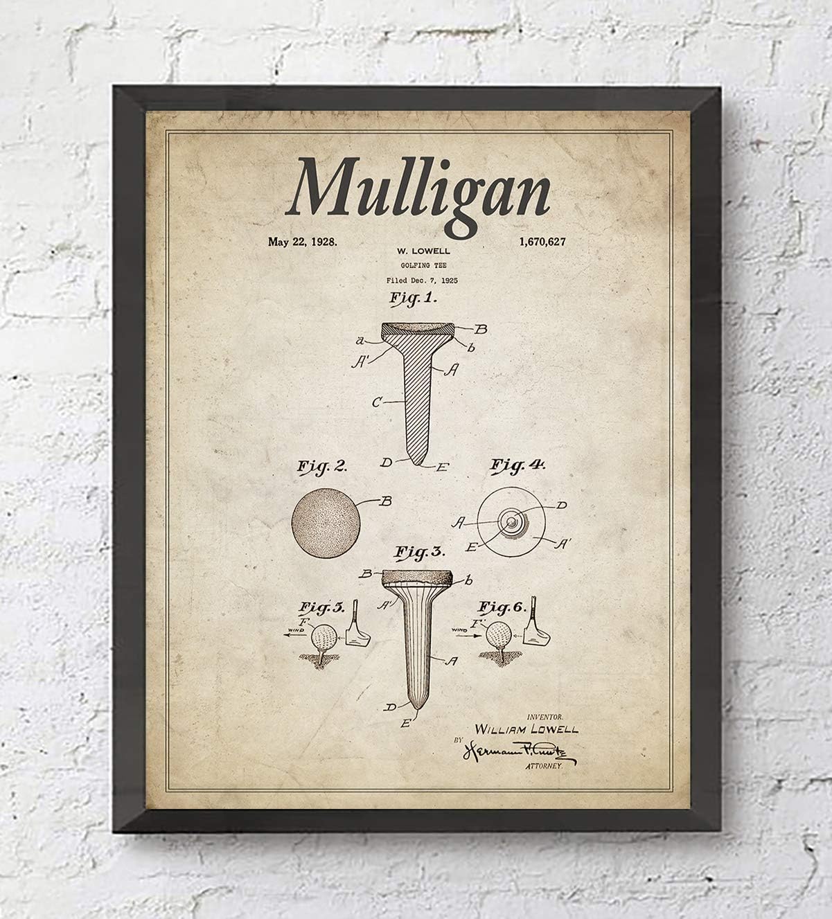 Golfing Wall Art Prints with Slogans, Set of 4, Unframed, Vintage Golf Club, Golf Ball, Golf Tee, Golf Bag Patent Home and Wall Decor Gift, 8x10 inches