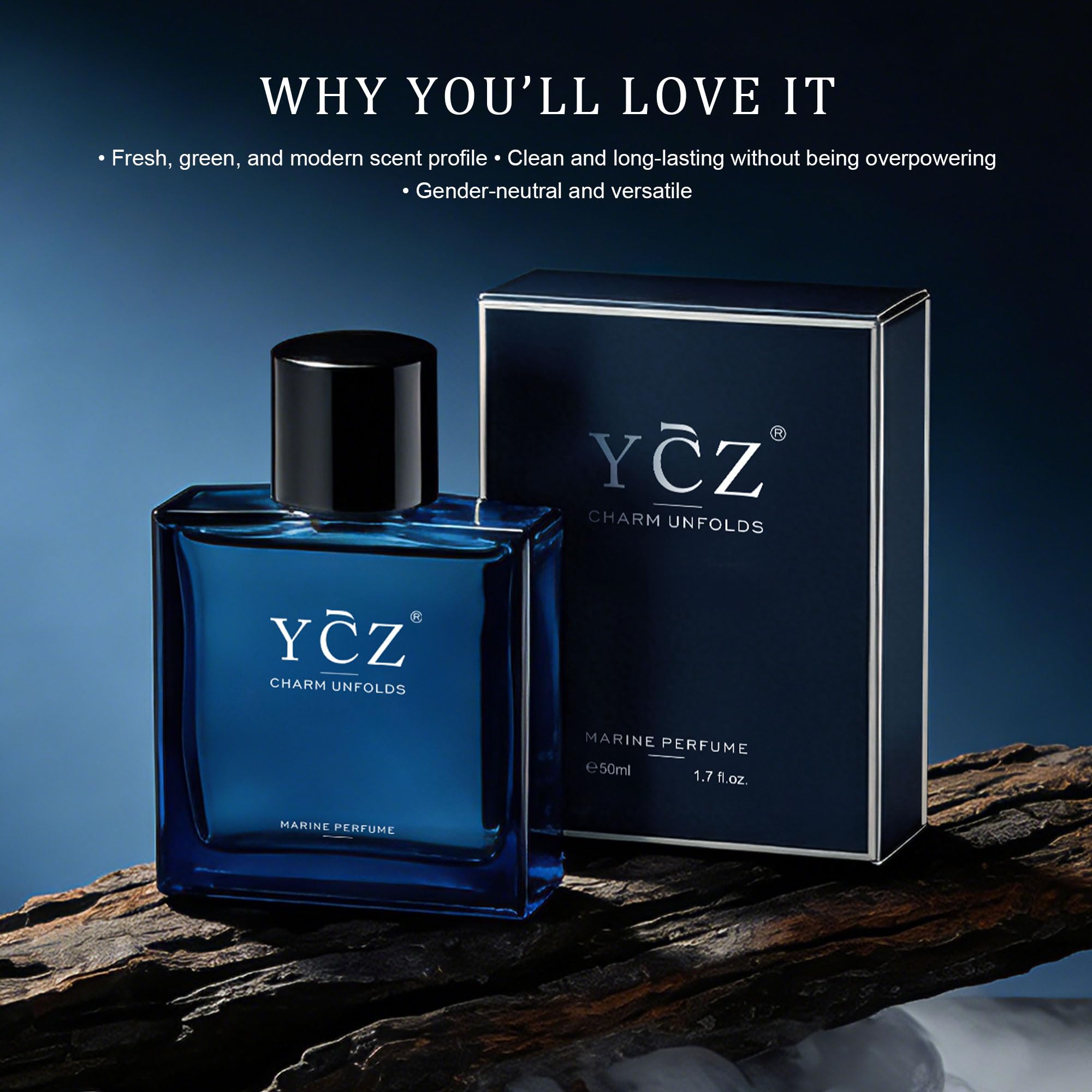 Ycz Charm Unfolds Marine Perfume for Men, 1.7 oz. Long Lasting Eau