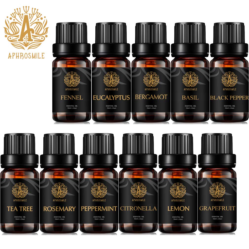 Aromatherapie ätherisches Öl-Set für Diffusor, 100% ätherische Öle, 7 x 10 ml, Premium ätherische Öle, Kamille, Geranie, Wacholderbeere, Lavendel, Kiefernnadeln, Rose, Thymian Öl