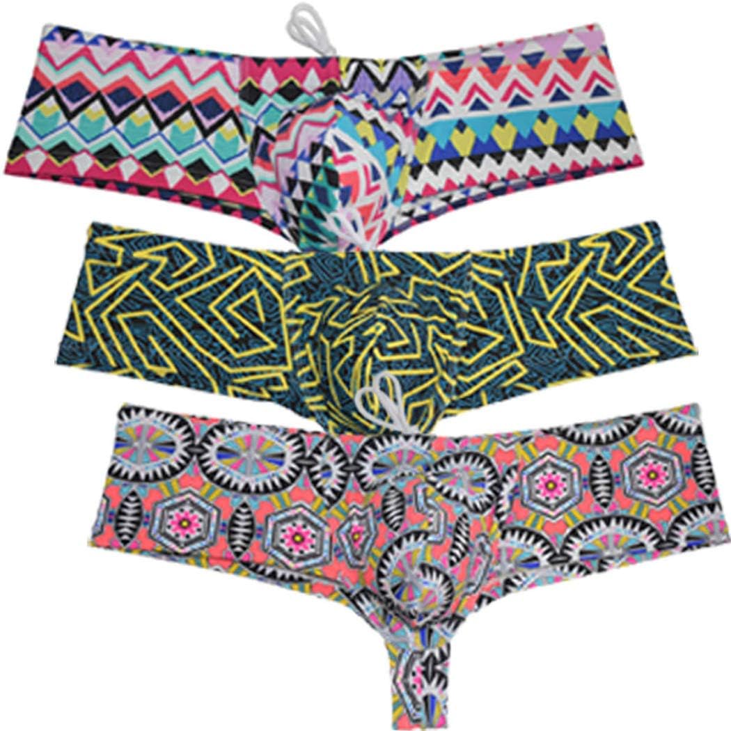 OROCOJUCO Men's Cheeky Brief High Cut Rear Swimwear Board Surf Short Skimpy Trunks Bulge Boxers Swimsuit