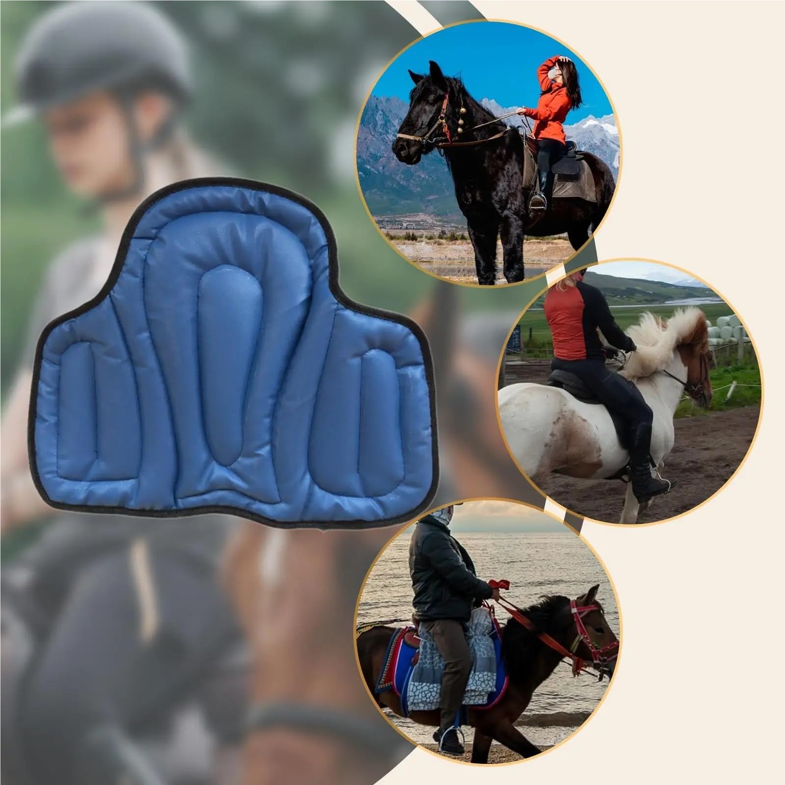 Podkładka pod siodło do jazdy konnej, Poduszka do siodełka jeździeckiego Podkładka antypoślizgowa amortyzująca sprzęt jeździecki Wielokolorowa(Blue)