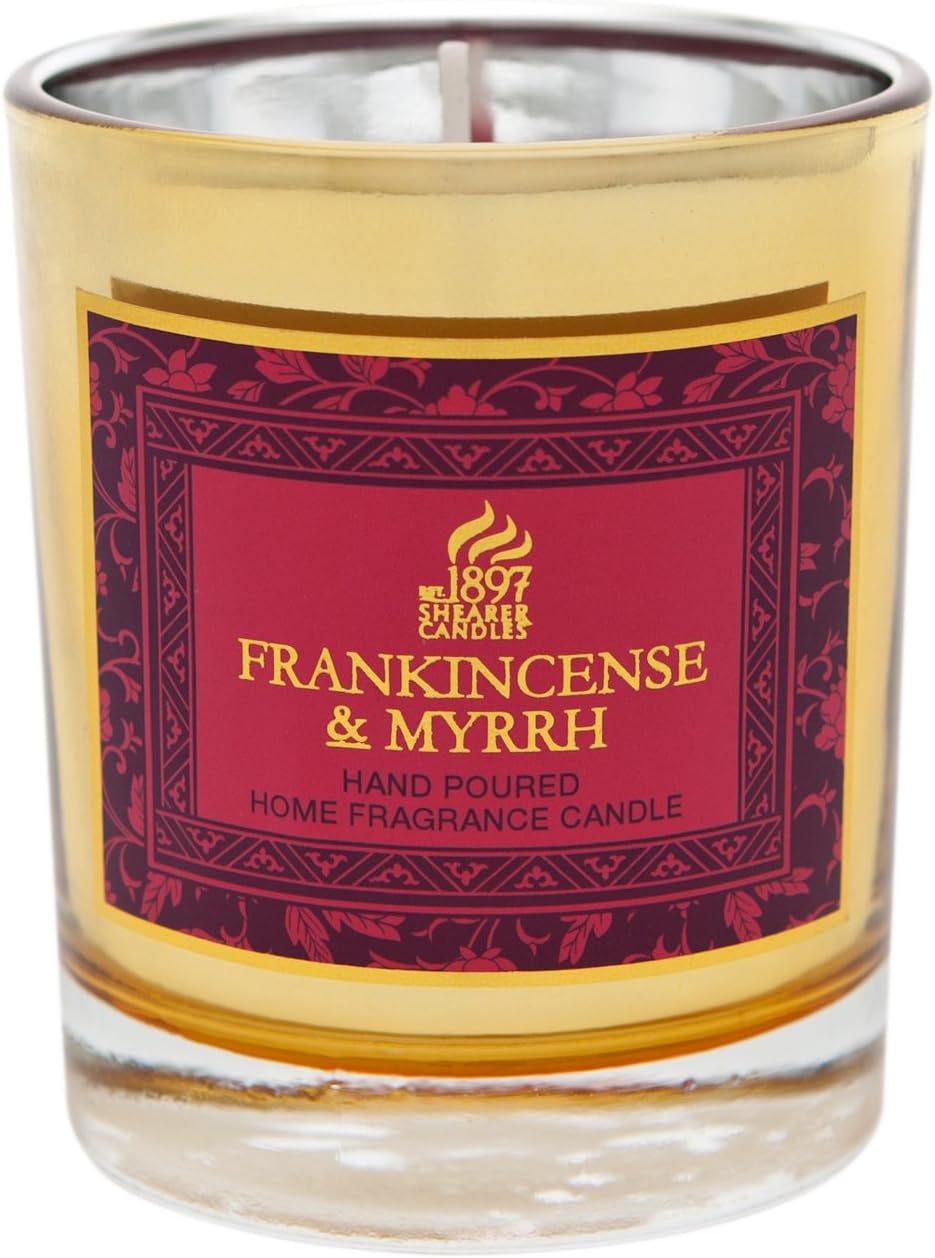 Shearer Candles Frankincense and Myrrh Scented Gold Jar Candle