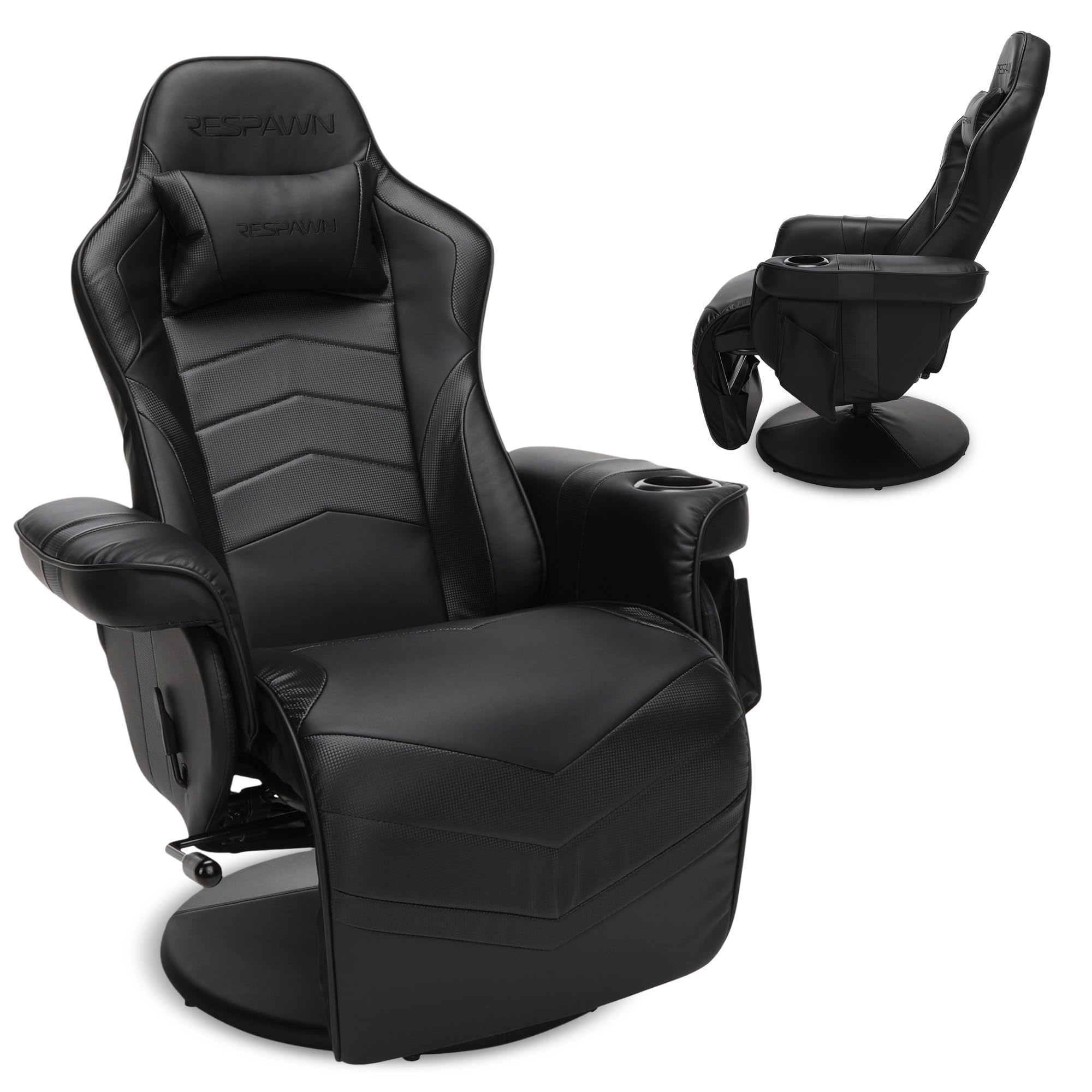 Respawn 900 Console Gaming Recliner with Footrest and Lumbar Support - Comfortable Ergonomic Gaming Chair with Headrest, No Wheels, Reclining, Heavy Duty, Racing Style Video Game Chairs - Black