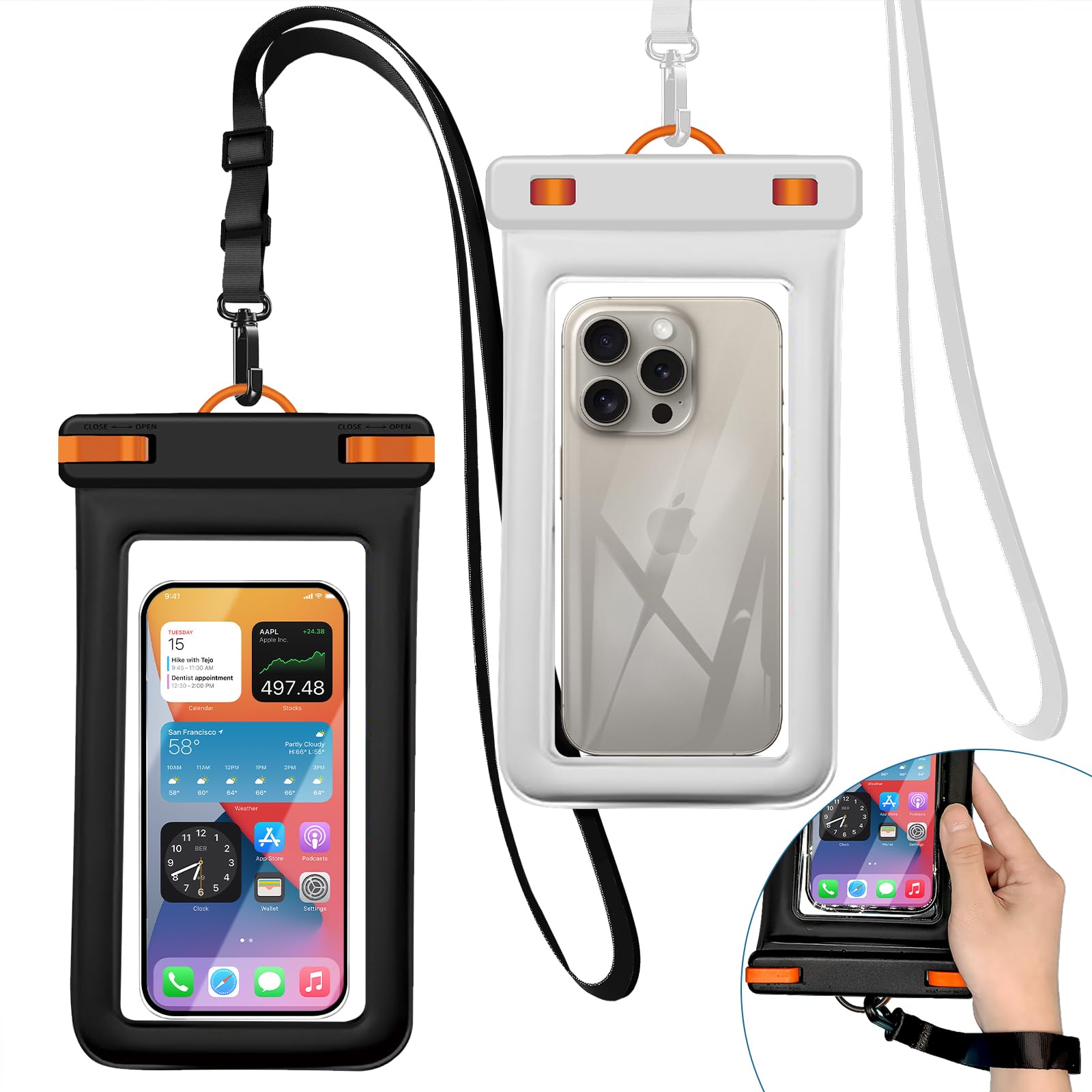 IPX8 Floating Waterproof Dry Bag 2-Pack 7 2 Inch Waterproof Phone Pouch for iPhone 16 15 14 Pro