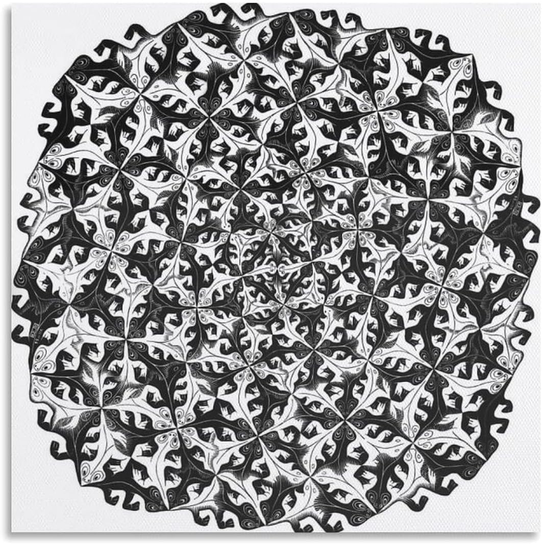 Matvsd Kohecs M.C. Escher Poster《Division》Canvas Painting M.C. Escher Wall Art Aesthetic Illustration Prints for Home Office Decor Picture 30x30cm Frameless