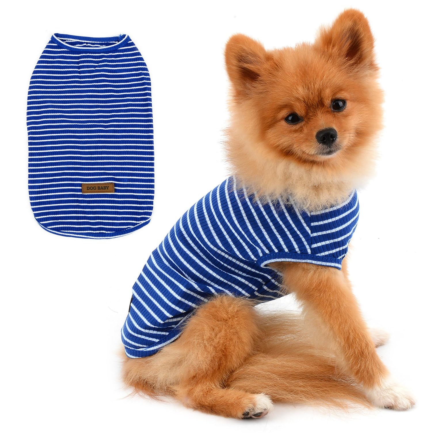 Hunde-Shirts 2er Pack – Baumwolle, Gestreift, Atmungsaktiv, Für Kleine Hunde, Größe XS, Blau/gelb