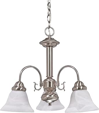 Nuvo Lighting Ballerina 3-Light Chandelier with Alabaster Glass Bell Shades, Brushed Nickel