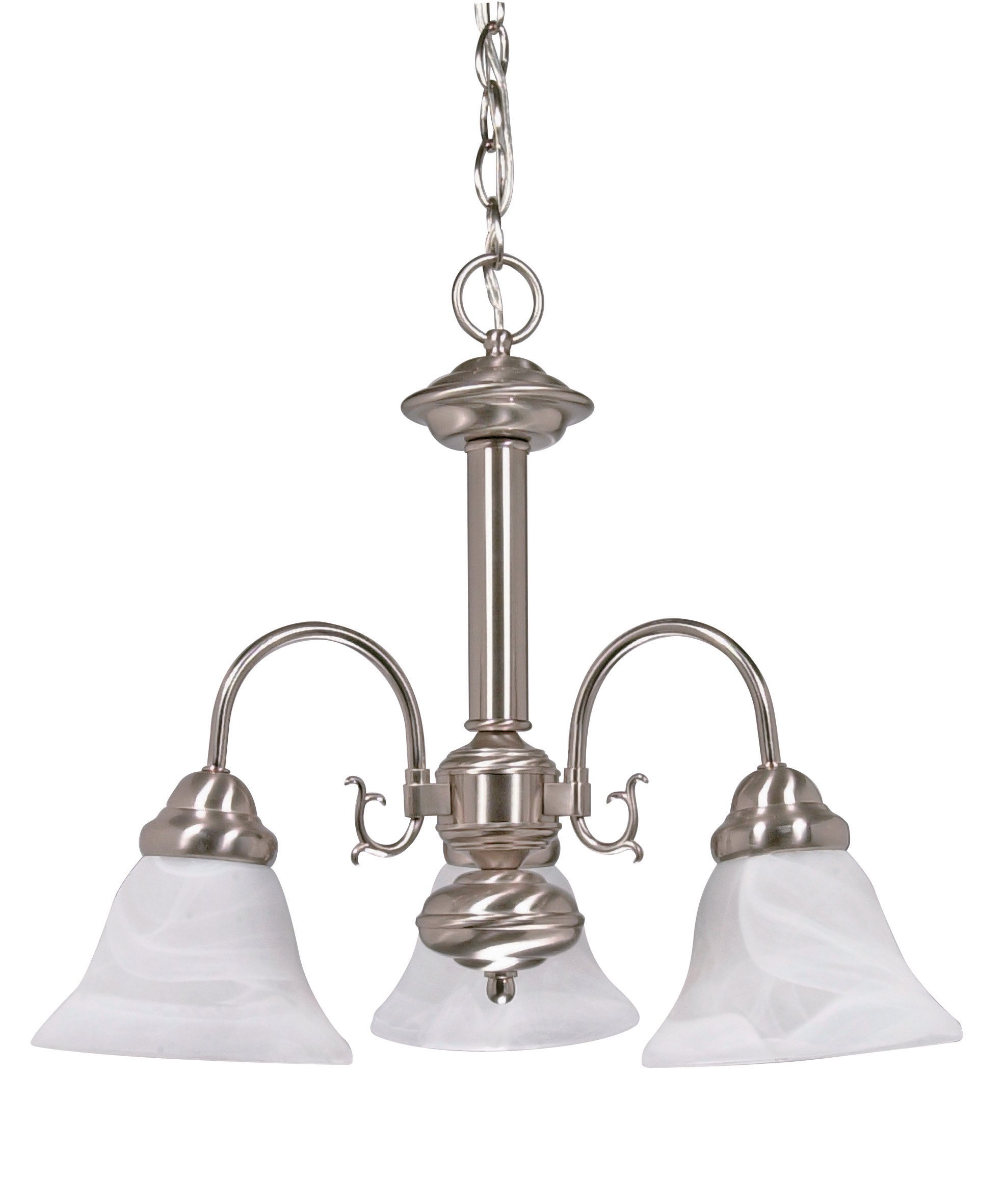 Nuvo Lighting Ballerina 3-Light Chandelier with Alabaster Glass Bell Shades, Brushed Nickel