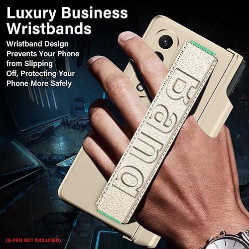 Miniatura 3 de DEMCERT Funda para Samsung Galaxy Z Fold 4 con ranura para correa para S-Pen, funda magnética para Galaxy Z Fold 4 con soporte, marco de PC de lujo,