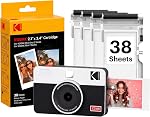 KODAK Mini Shot 2 Retro 2x3 Instant Camera, Photo Printer, 38 Sheet, White | Bluetooth, iPhone & Android Smartphone Compatible, 13MP Camera, Retake Before Printing, Water, Fingerprint & Fade Resistant