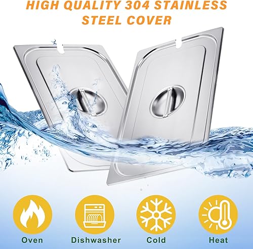 Miniatura 5 de Zonon Paquete de 8 fundas para sartenes de mesa de vapor, tapas con muescas para sartenes de hotel, tapas con asas, tapas de bandeja de alimentos