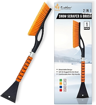 EcoNour 27 Inch Snow Brush with Detachable Scraper for Cars and SUVs