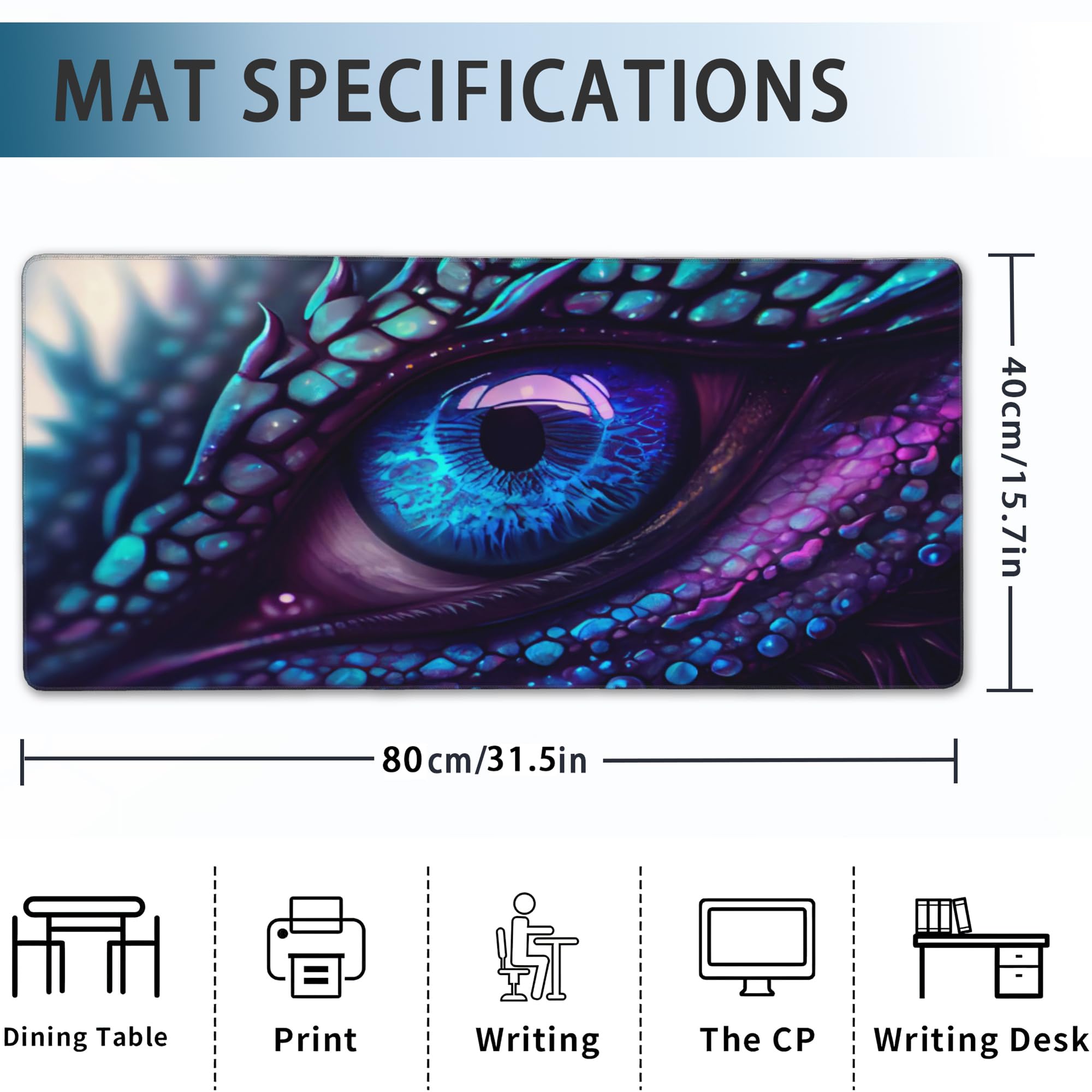 Amazon.co.jp：デスクマット 青と紫 ファンタジー ドラゴンアイ 拡張