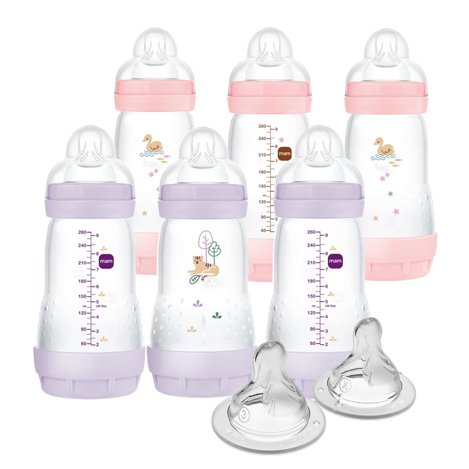 MAM Easy Start AntiColic Baby Bottle, Medium Flow, BreastfeedingLike Silicone