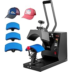 VEVOR Heat Press 6x3.75Inch Curved Element Hat Press Clamshell Design Heat Press for Hats Rigid Steel Frame No Stick Digital LCD Timer and Temperature Control (6x3.75Inch Clamshell Design)