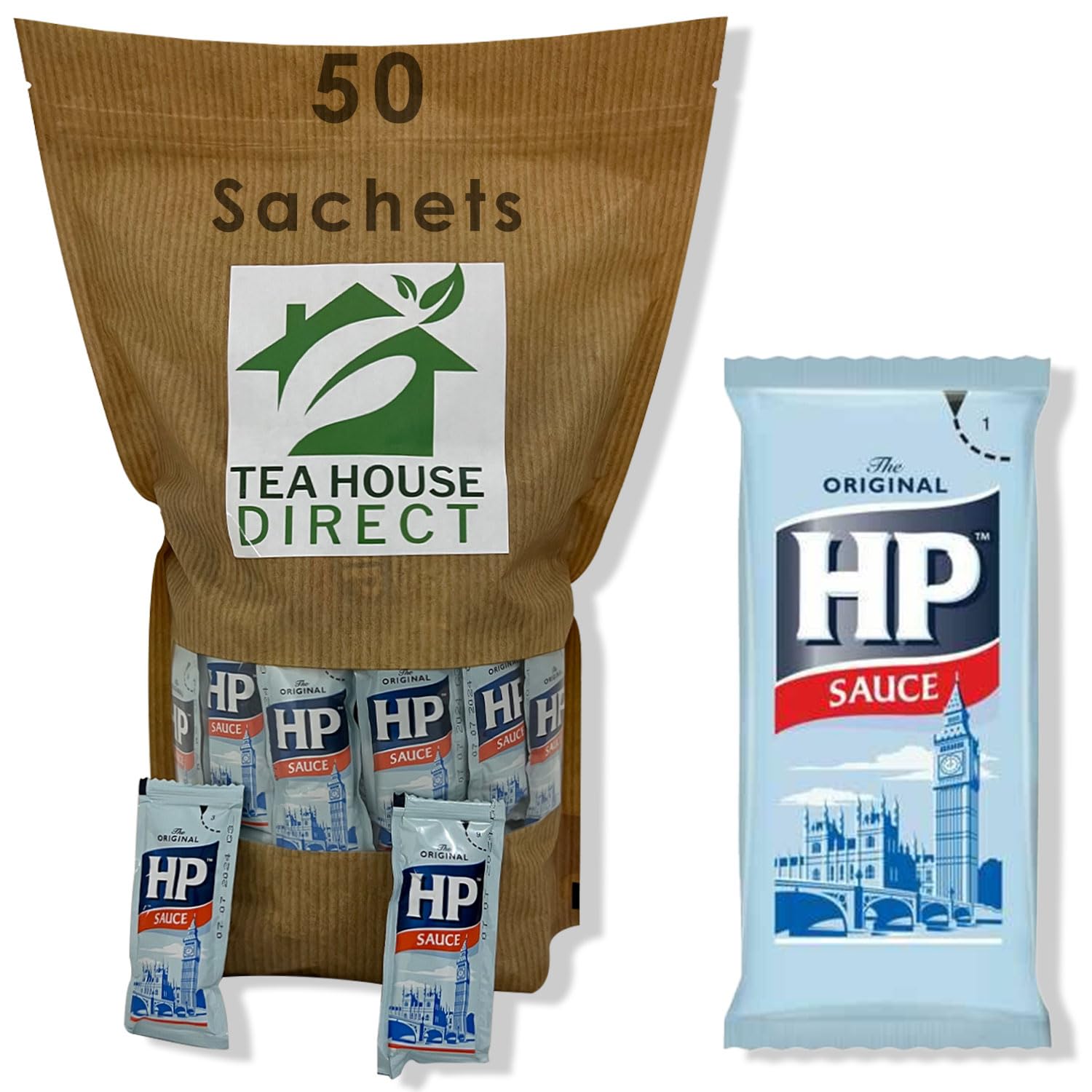 The Original HP Sauce - Timeless Rich Flavor in a Convenient Single-Serve Packet - Elevate Your Meals with Classic Taste, On-the-Go Enjoyment - 50 Sachets