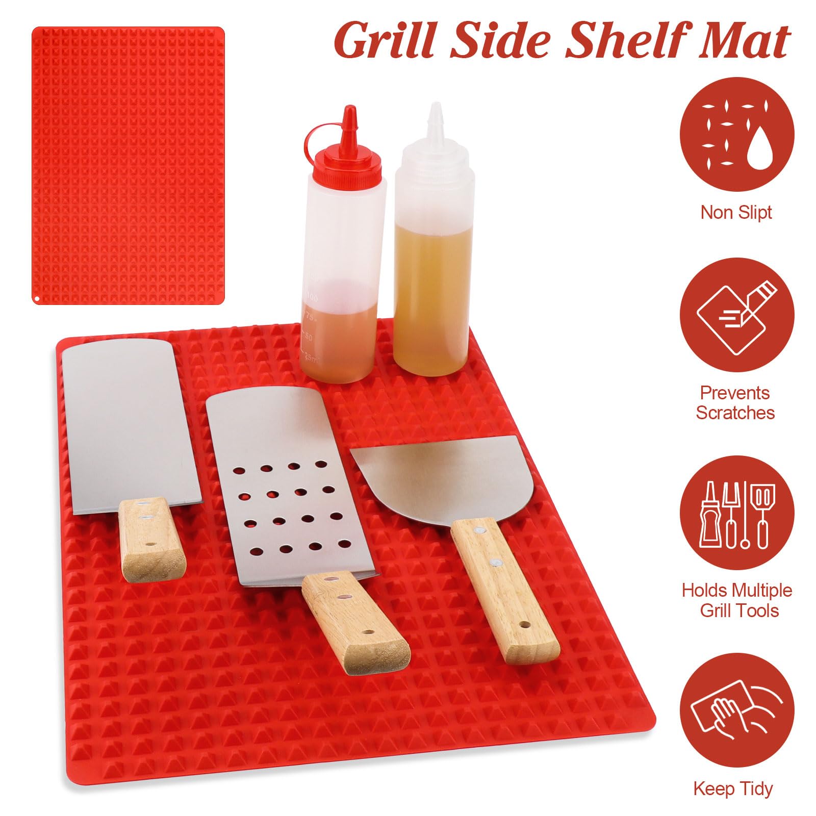 WALLFID Silicone Grill Side Shelf Mat Compatible with Blackstone,Grill Tool Pad,Anti-Slip and Keeps Grill Side Rack Clean,Suitable for Kitchen,Countertop,Outdoor,Blackstone Accessories