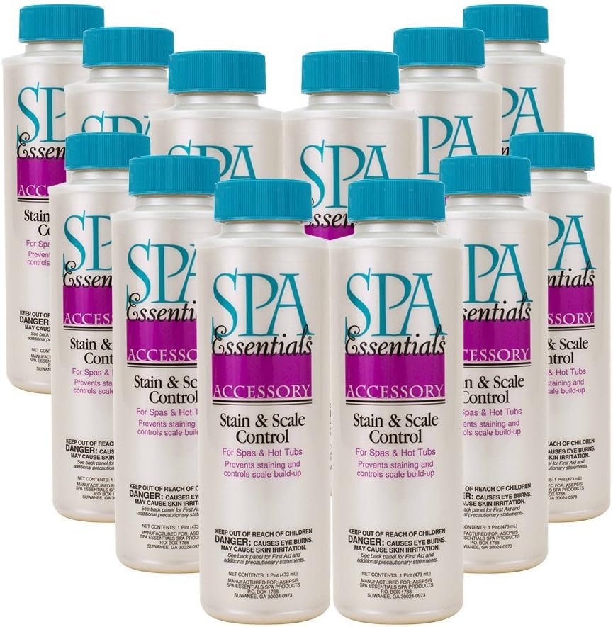 Spa Essentials 32613000-12 Stain and Scale Control for Spas and Hot Tubs, 1-Pint, 12-Pack