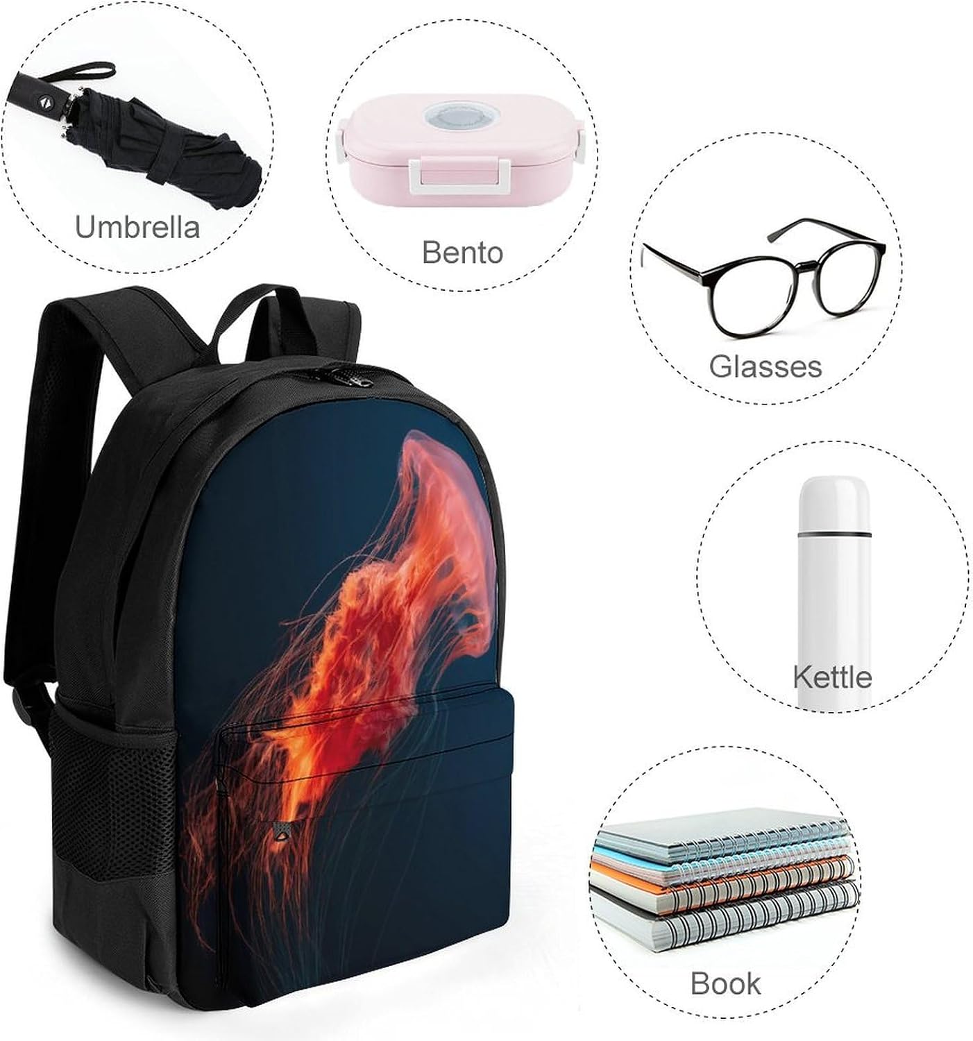 Jellyfish Deep Dark Ocean Backpack Lightweight Backpacks Work Bag
