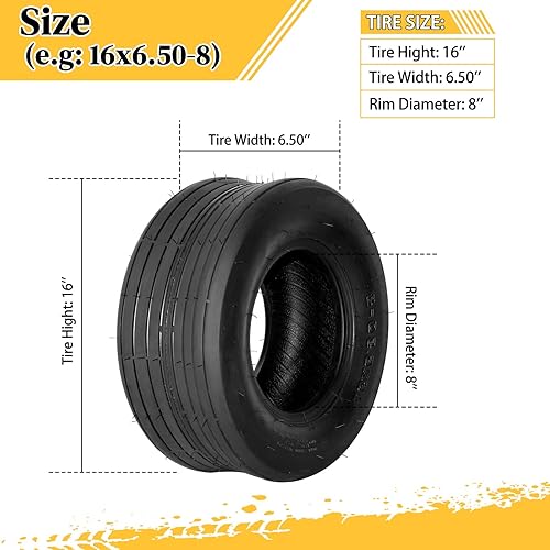 Miniatura 3 de 2 piezas 13x6.50-6 cortacésped y jardín cortacésped carrito de golf neumáticos sesgados tractor sin cámara 4PR rango de carga B