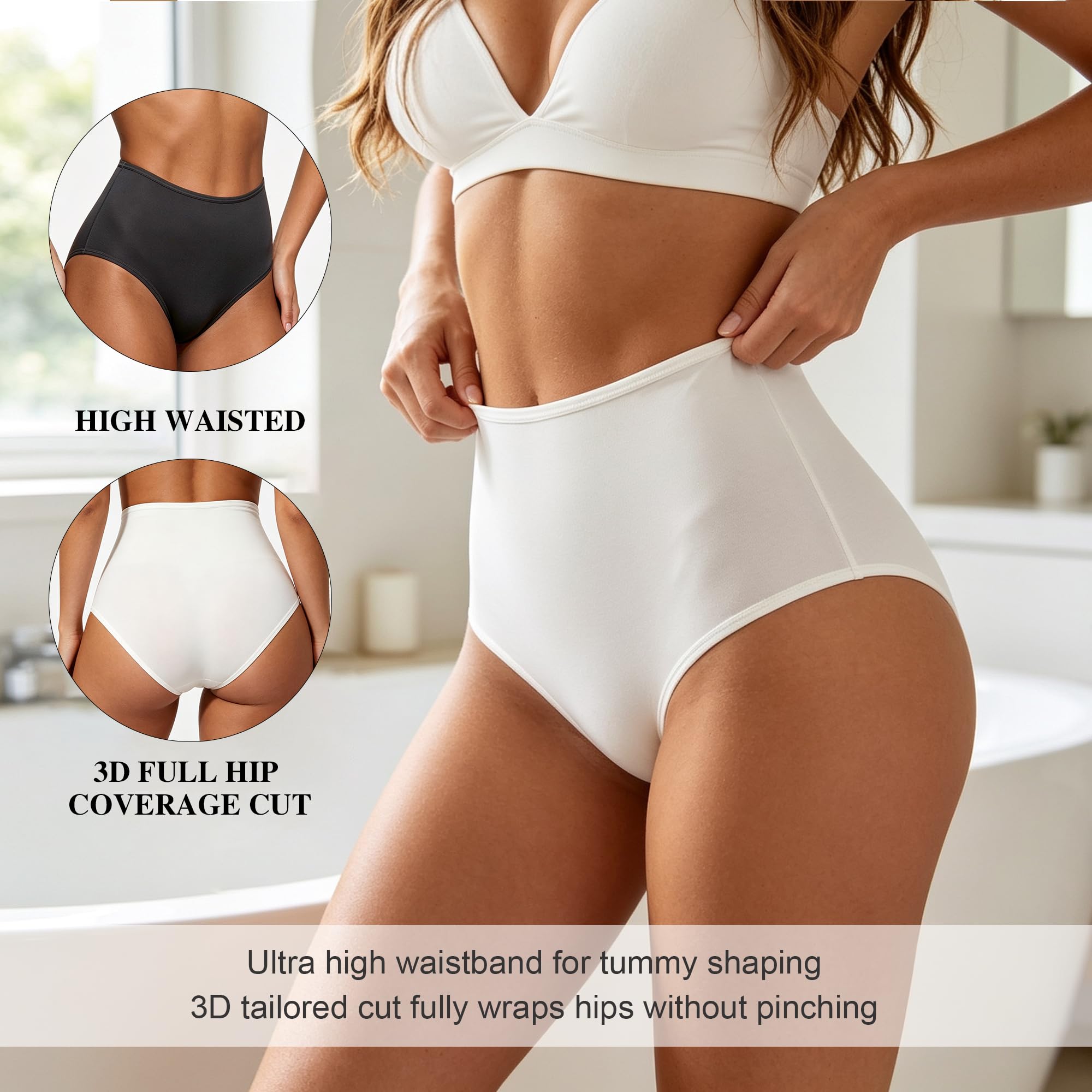 Biancheria intima da donna in cotone a vita alta slip da donna morbida copertura completa mutandine confezione da 4 dimensioni normali