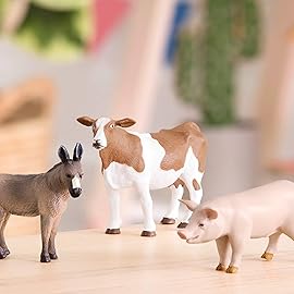Terra by Battat - Farm Animal Figurines 3 Pieces Set - Realistic Farm Animals - Pig, Donkey, Cow - Durable Plastic Toys - Educational Playset for Toddlers and 3+ Years