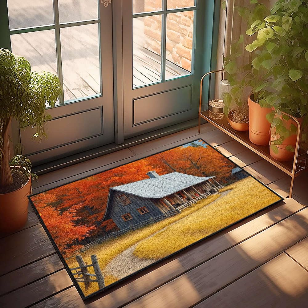 Paillasson extérieur man cave tapis de sol cabane feuillage d'automne de 50 x 80 cm