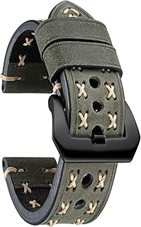Cinturino per Orologio in Pelle Uomo 20mm 22mm 24mm 26mm Cinturino Orologio in Pelle Donna Nero Marrone Verde Grigio Arancione Cinturino di Ricambio per Orologio Sportivo con Fibbia in Acciaio Inox