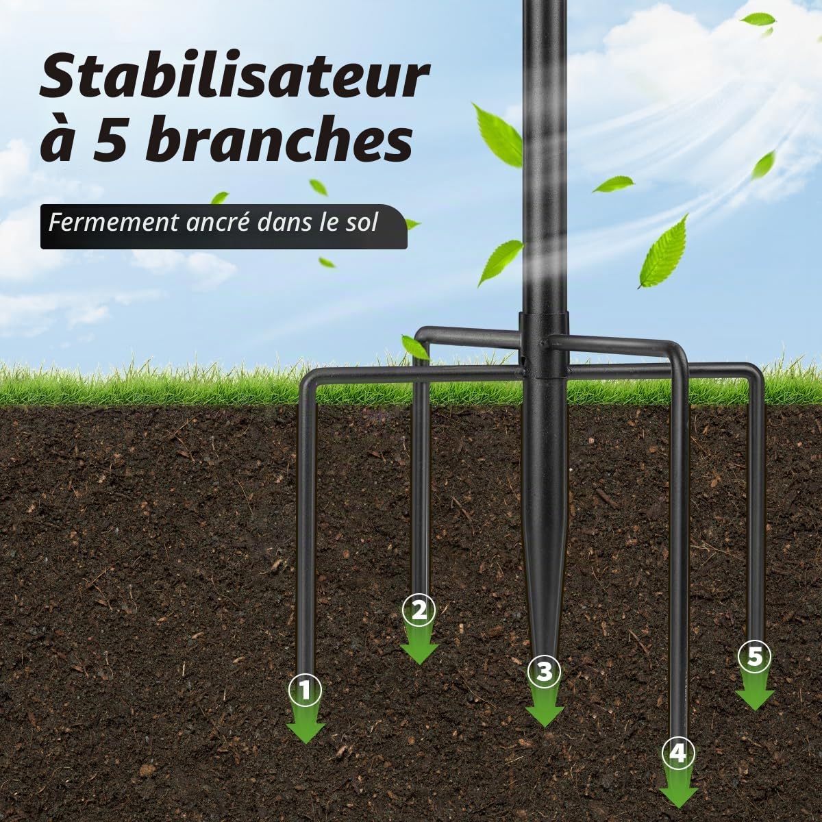 Support de suspension pour mangeoire à oiseaux 196 cm noir