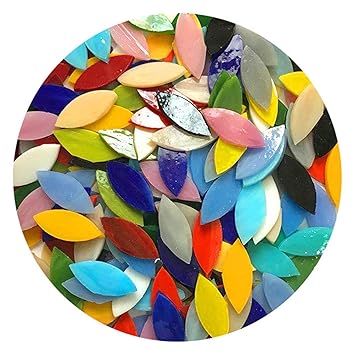 myaddiction 100x Mixed Colors Petal Mosaic Tiles Hand-Cut Stained Glass Art Decoration Crafts | Glass & Mosaics | Glass & Mosaic Tiles