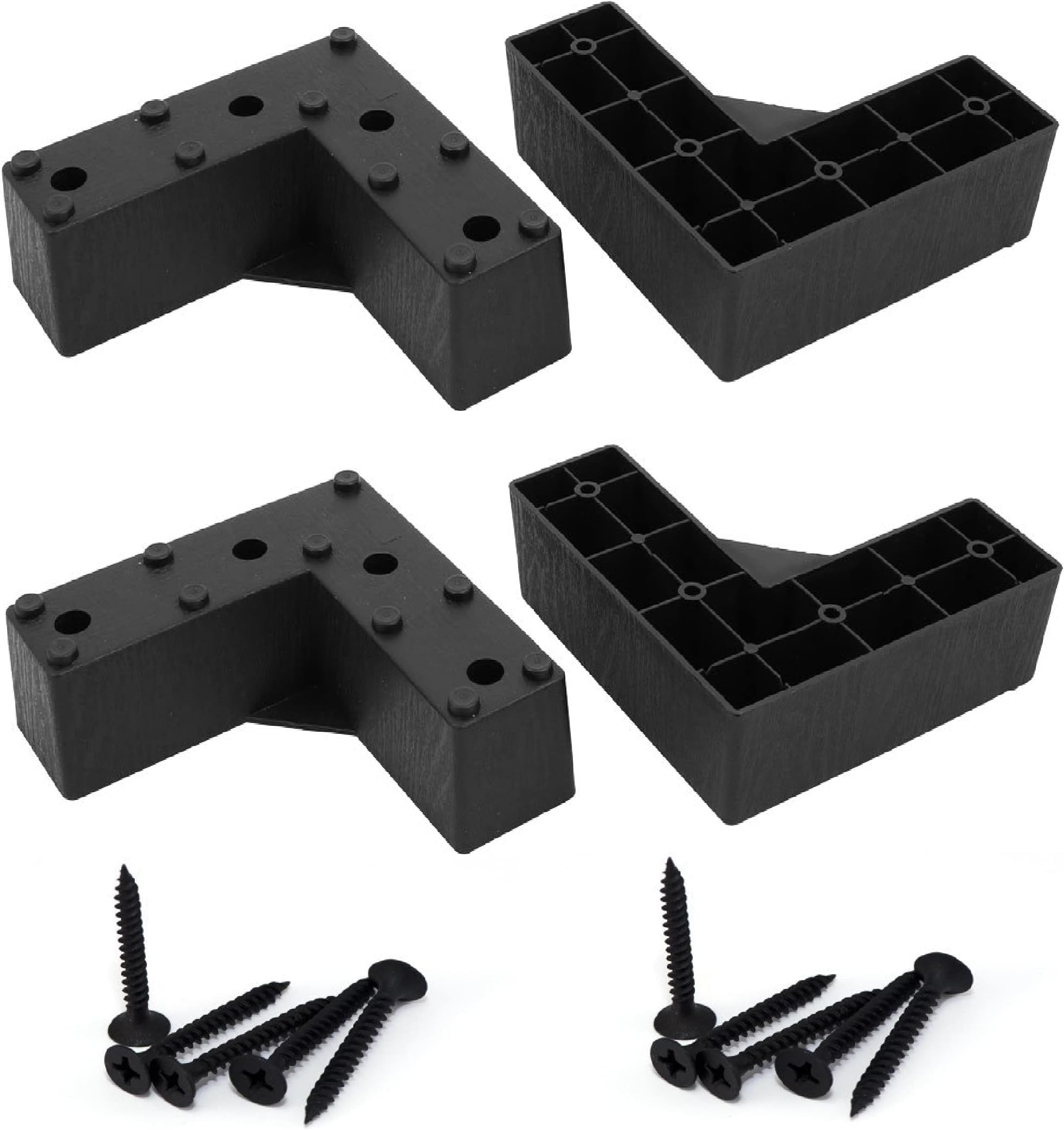 Strong Unique Design Unbreakable Plastic Corner Sofa Leg Height Increase Sofa & Furniture's Leg (2 inch Height) Pack of 4, Piece Screw Include.Item Code#01UQ4