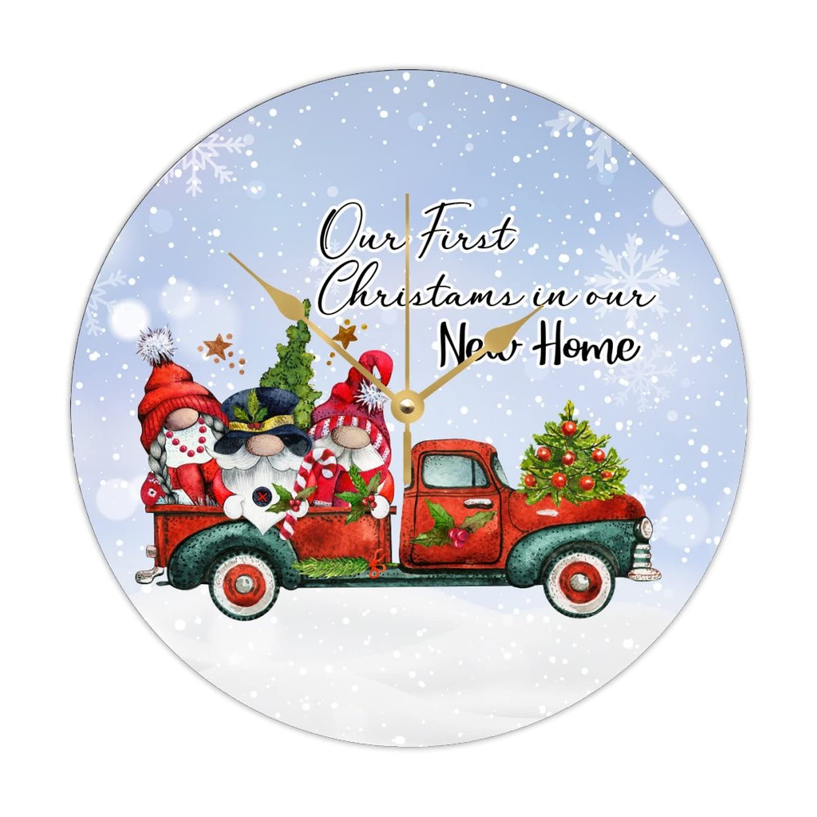 Horloge bois Our First Christmas in Our New Home idée cadeau crémaillère