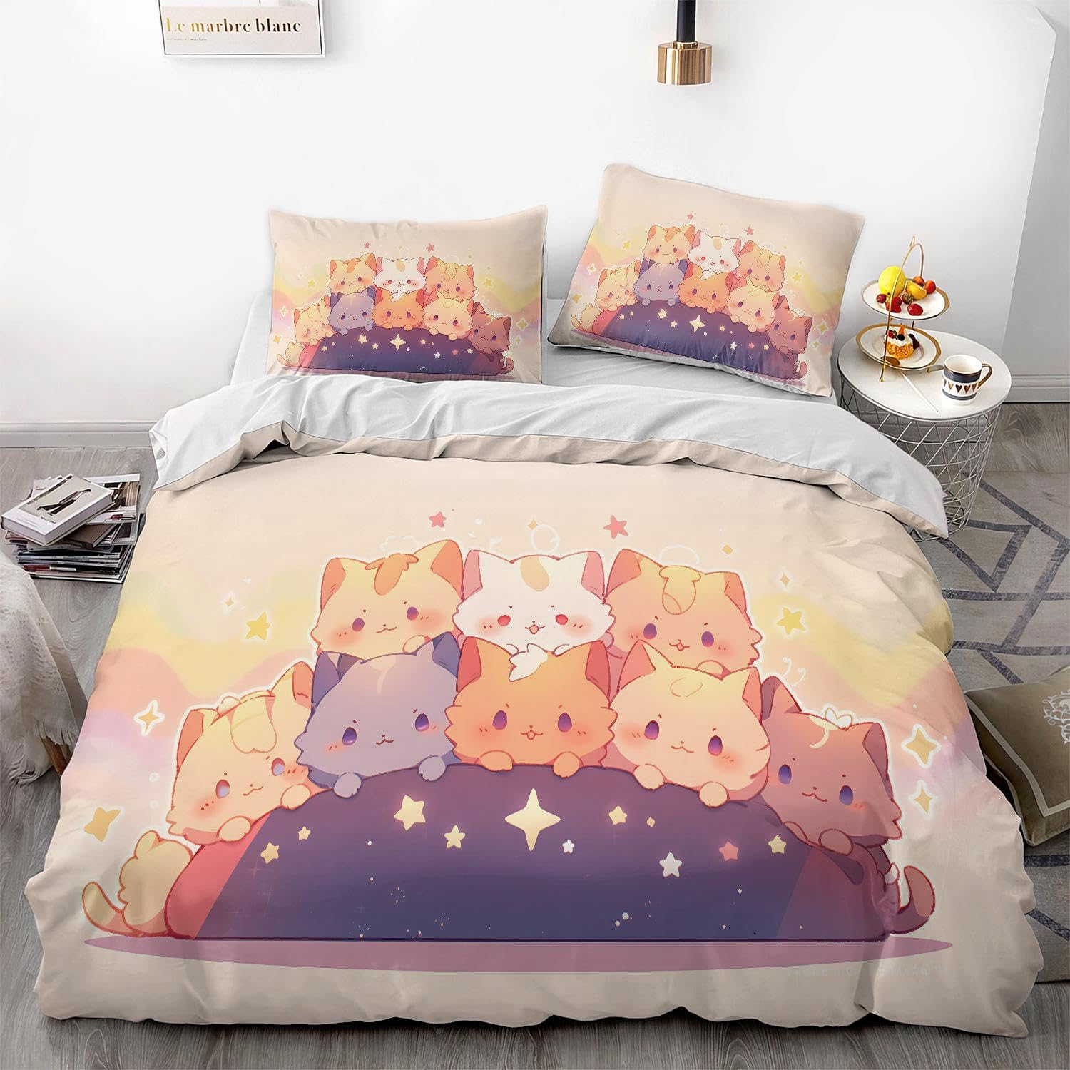 jpg4 us teen img Cartoon Cat Series Duvet Cover Set, Kawaii Room Decoration Duvet Cover,  Cute Kitten Print Bedding Set of Three (with 2 Pillowcases) for Kids Teen  Boys Girls (jpg4,Full 79x90in + 20x30in*2) : Amazon.ca: