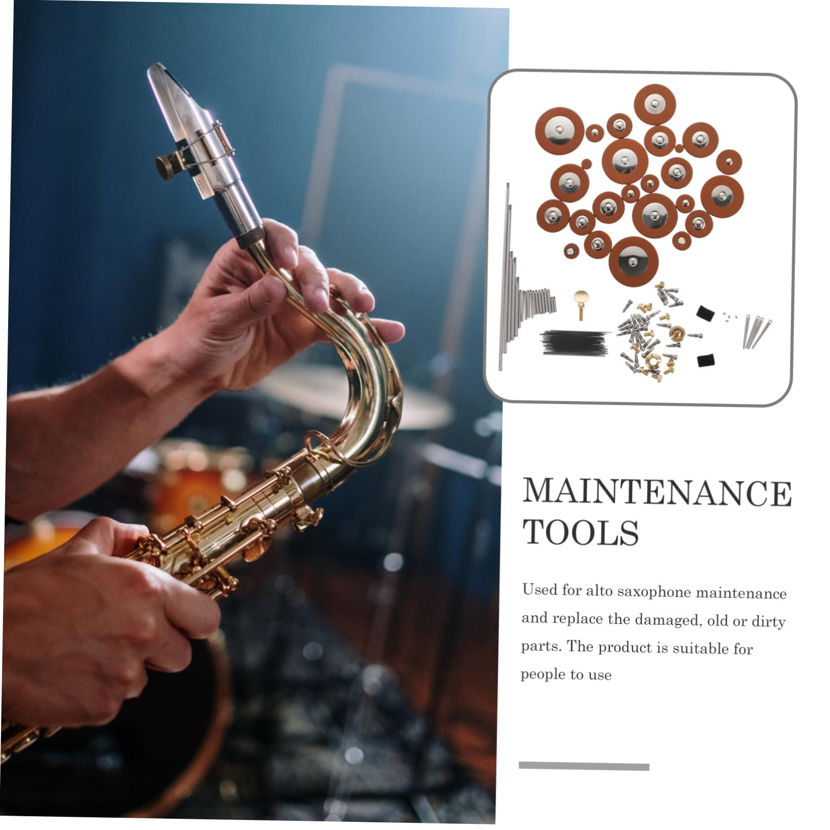 Altsaxophon Reparaturwerkzeugset aus Metall und Schafsleder für Selbstgemacht Wartung und Ersatz Defekter Teile Instrumentenzubehör für Musiker und Zufällige Farbe