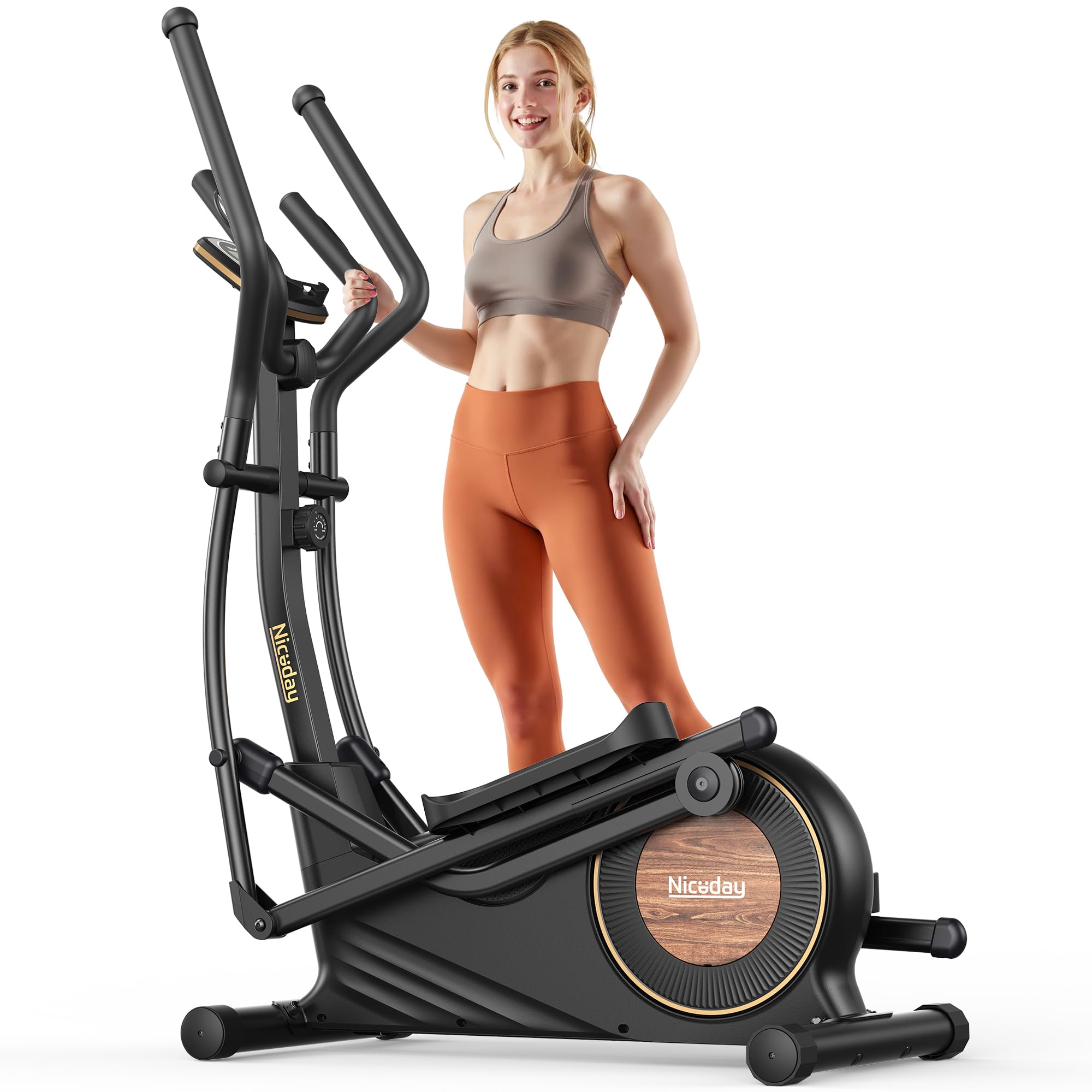 NicedayElliptical Exercise Machine, Elliptical Machine for Home, Magnetic Elliptical Trainer with 15.5IN-19IN Stride, 16 Resistance Levels, 400LBS Loading Capacity, Support Kinomap APP